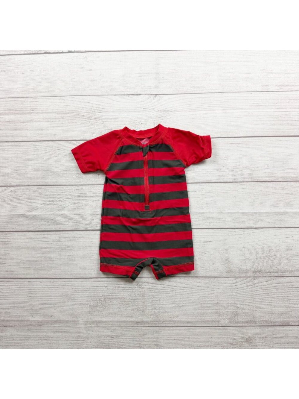 Leveret Baby UPF 50+ Short Sleeve One Piece Swim Rash Guard Stripes 3-6 Months